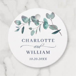 Étiquettes Cadeau Elégant Eucalyptus Aquarelle Verdure Mariage Fav
