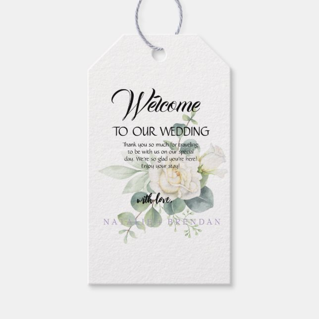 Étiquettes-cadeau Elégant eucalyptus botanique photo mariage d'été (Devant)