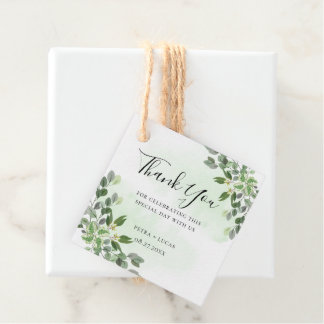 Étiquettes Cadeau Elégant Eucalyptus verdure Succulent Merci