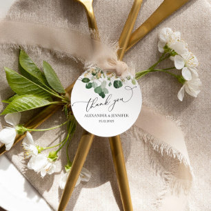 Étiquettes Cadeau Elégant Eucalyptus Vert feuille or Mariage Clas