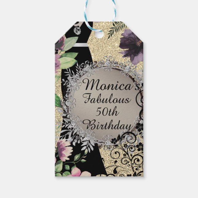 Étiquettes-cadeau Elégant Fabuleux 50e anniversaire Personnalisé (Devant)