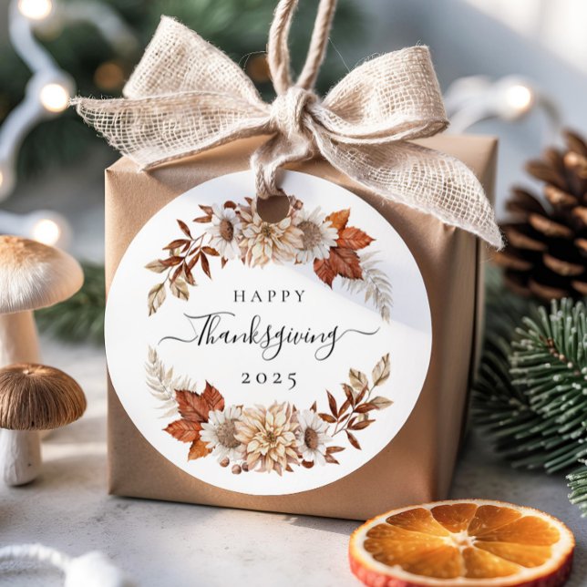 Étiquettes Cadeau Elegant Fall Leaves Thanksgiving (Créateur téléchargé)