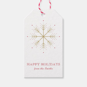 Étiquettes-cadeau Élégant Faux Gold Red Snowflake