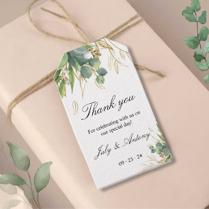 Étiquettes-cadeau Élégant Favori Botanique Vert Doré