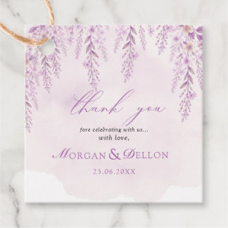 Étiquettes Cadeau Élégant Favori de Mariage Floral Lavande Rose Douc