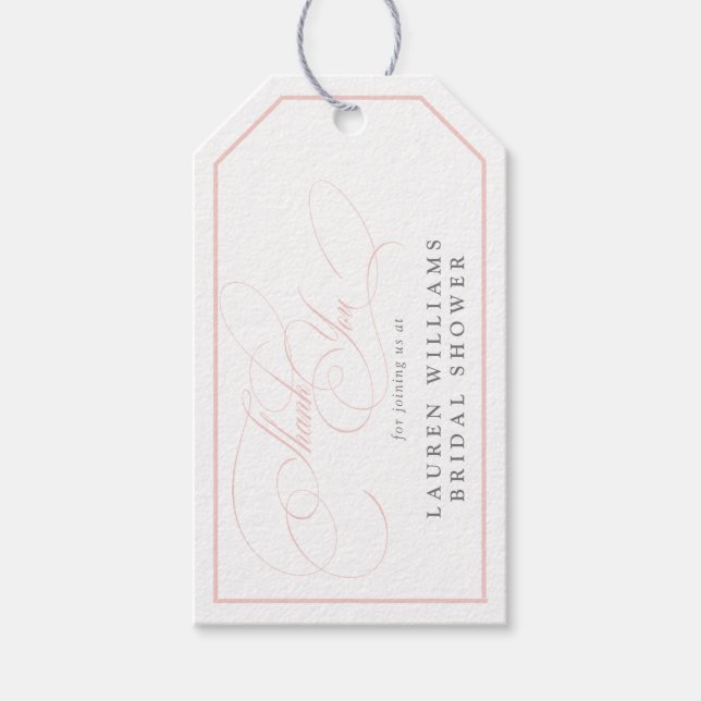 Étiquettes-cadeau Élégant Fête des mariées de calligraphie rose Merc (Devant)