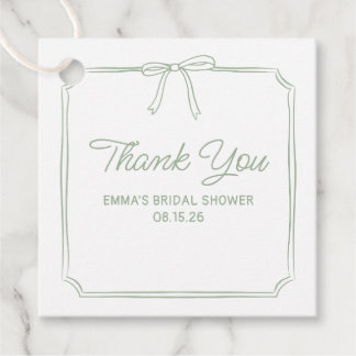 Étiquettes Cadeau Élégant Fête des mariées de Merci de Bow Green Sag