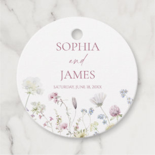 Étiquettes Cadeau Élégant Fleur de Fleur Sauvage Fleurs Mariage