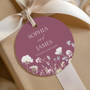 Étiquettes Cadeau Élégant Fleur de Fleur Sauvage Mariage Fleurs