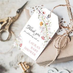 Étiquettes-cadeau Élégant Fleur sauvage Floral Baby shower Tags cade