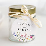 Étiquettes Cadeau Élégant Fleur sauvage Mariage crème pâté<br><div class="desc">Elégante marque de mariage florale avec une bordure inférieure de fleurs sauvages d'aquarelle et feuillage dans les tons rose, jaune, violet, bleu et vert sur un arrière - plan crème. Personnalisez les étiquettes de faveur de mariage fleur sauvage avec vos noms et un message personnel. Les étiquettes de service fleur...</div>