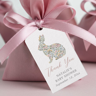 Étiquettes-cadeau Elégant Fleur sauvage Rabbit Baby shower Favoriser