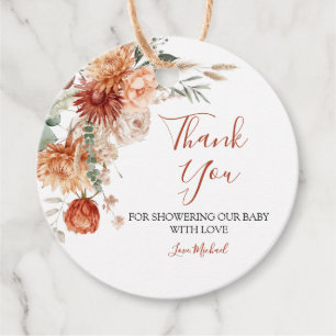 Étiquettes Cadeau Élégant Fleur sauvage rustique tomber dans le Baby