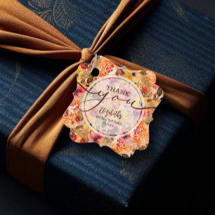 Étiquettes Cadeau Élégant Fleurs d'automne Fête des mariées Merci