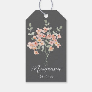 Étiquettes-cadeau Élégant floral aquarelle pêche et vert 