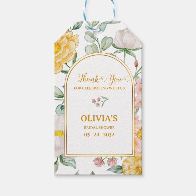 Étiquettes-cadeau Elegant Floral Arch Bridal Shower Thank You Favor (Devant)