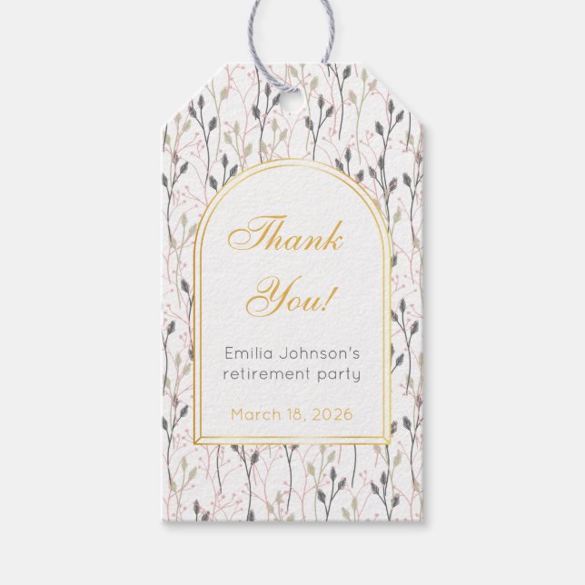 Étiquettes-cadeau Elegant Floral Arch Retirement Party  (Devant)