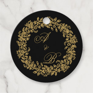 Étiquettes Cadeau Élégant Floral Doré Vintage Français