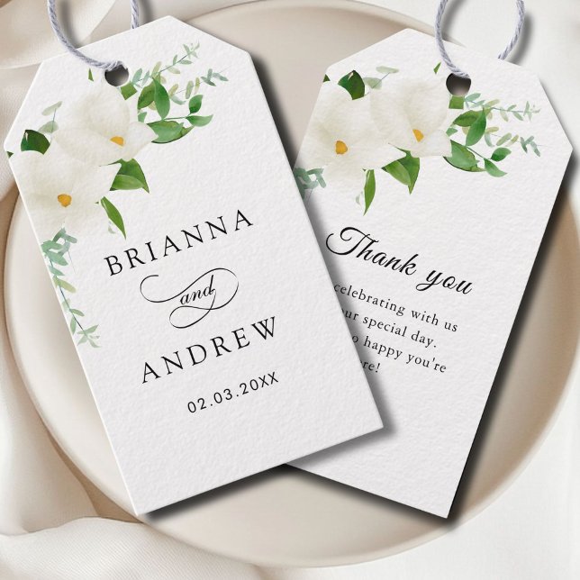 Étiquettes-cadeau Elegant Floral Magnolia Wedding  (Elegant Floral Magnolia Wedding Gift Tags)