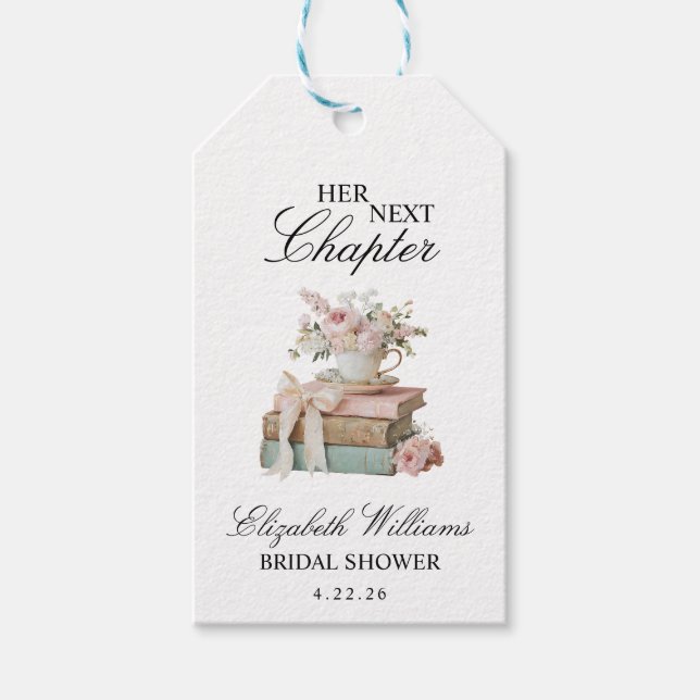 Étiquettes-cadeau Élégant floral son prochain chapitre enterrement d (Devant)