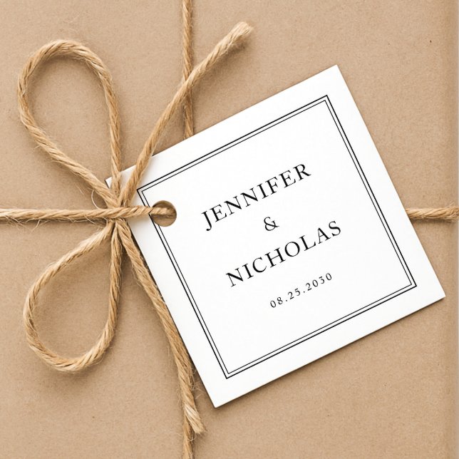 Étiquettes Cadeau Elegant Formal Black And White Wedding (Elegant Formal Black And White Wedding Favor Tags)