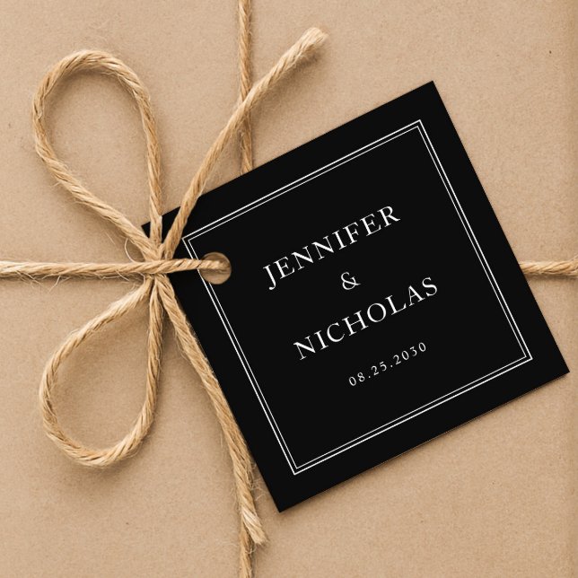 Étiquettes Cadeau Elegant Formal Black Wedding (Elegant Formal Black Wedding Favor Tags)