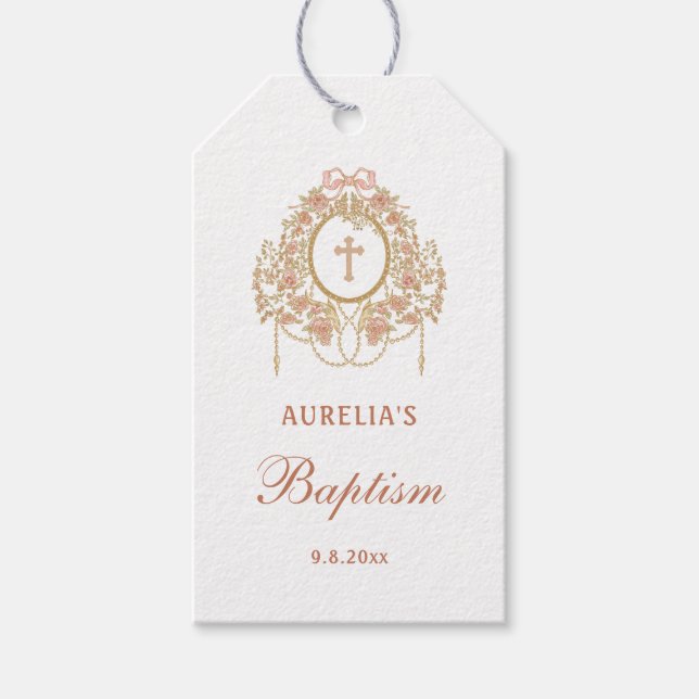 Étiquettes-cadeau Elegant Frame Holy Cross Baptism (Devant)