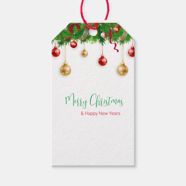 Étiquettes-cadeau Elégant garde-robe de Noël avec ornements (Devant)