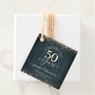 Étiquettes Cadeau Élégant Gold 50th Birthday Script