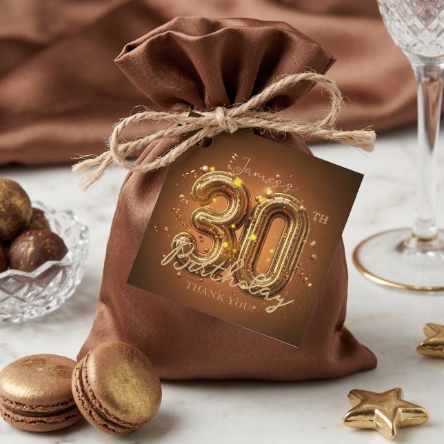 Étiquettes Cadeau Elegant Gold Bronze 30th Birthday Thank You (Créateur téléchargé)