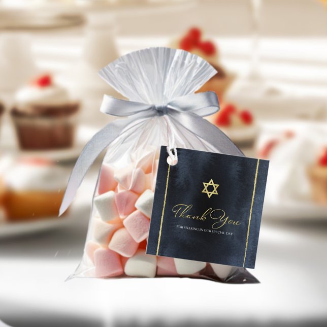 Étiquettes Cadeau Elégant Gold Foil Aquarelle Barre Mitzvah (Créateur téléchargé)