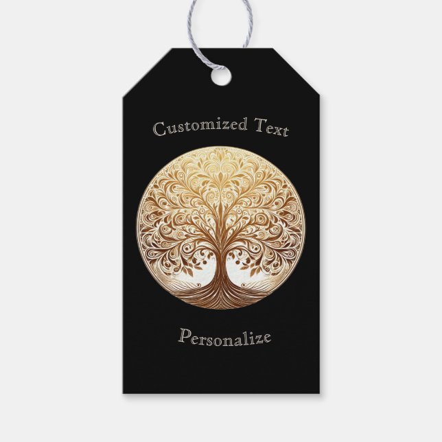 Étiquettes-cadeau Elegant Gold Tree of Life Spiritual Zen Customize (Devant)