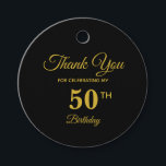 Étiquettes Cadeau Elégant Golden 50th Birthday Merci Favor Tags<br><div class="desc">Elégant beau or 50th Birthday Merci Favor Tags. Élégante étiquette dorée et noire.</div>