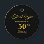 Étiquettes Cadeau Elégant Golden 50th Birthday Merci Favor Tags<br><div class="desc">Elégant beau or 50th Birthday Merci Favor Tags. Élégante étiquette dorée et noire.</div>