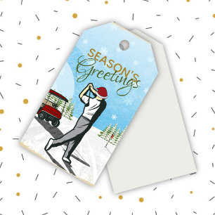 Étiquettes-cadeau Elégant Golf Inspiré Vintage Noël