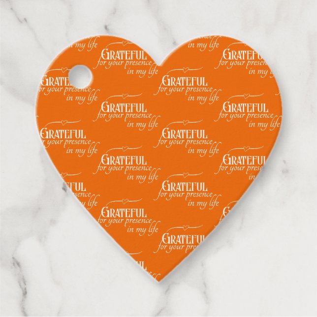 Étiquettes Cadeau Elégant Grateful Thanksgiving Orange d'automne (Devant)