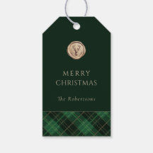 Elegant Green Plaid Merry Christmas Personalized
