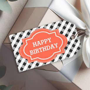 Étiquettes-cadeau Elégant Grey Orange Personnalisé Joyeux Anniversai