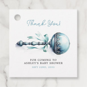 Étiquettes Cadeau Élégant hochet bleu pour bébé garçon Baby Shower