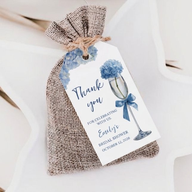 Étiquettes-cadeau Élégant Hydrangea Bleu « Quelque Chose de Bleu » C (Créateur téléchargé)