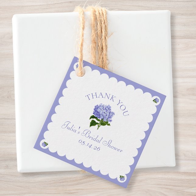 Étiquettes Cadeau Élégant Hydrangea Classique à Bordure Festonnée po (Créateur téléchargé)