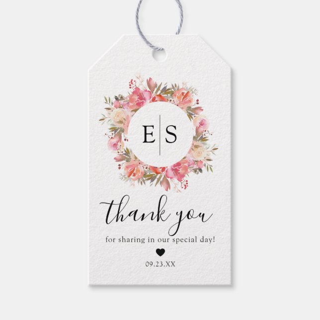 Étiquettes-cadeau Elégant Jardin Rose Floral Mariage Favoriser (Devant)