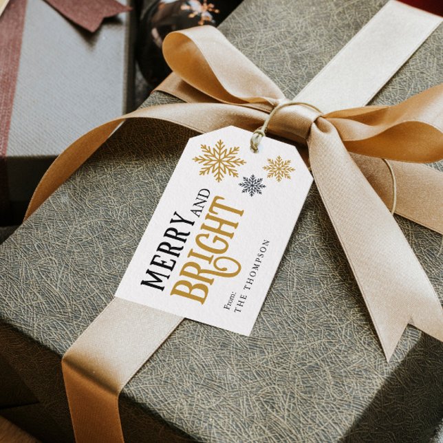 Étiquettes-cadeau Elégant Joyeux et Noël lumineux (Créateur téléchargé)