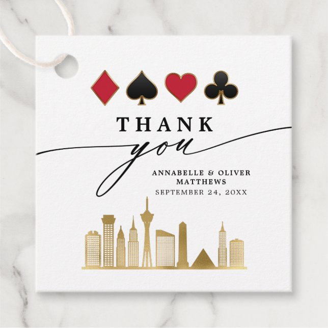 Étiquettes Cadeau Elégant Las Vegas Photo Destination Mariage (Devant)