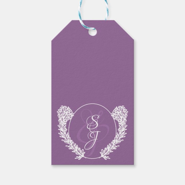 Étiquettes-cadeau Élégant Lavande de Monogramme Mariage violet (Devant)