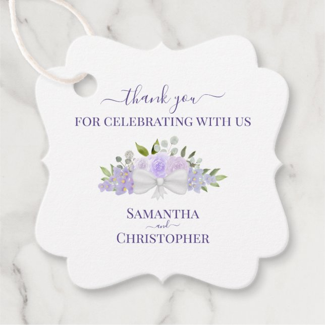 Étiquettes Cadeau Élégant Lavande violet Boho Mariage Merci (Devant)
