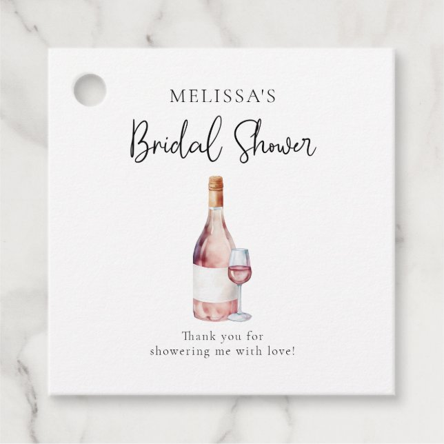 Étiquettes Cadeau Élégant lavis de vin rose blush Shower de mariage (Devant)