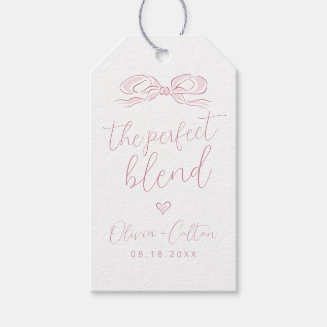 Étiquettes-cadeau Élégant Le Parfait Mélange Rose Arc Bow Mariage (Devant)