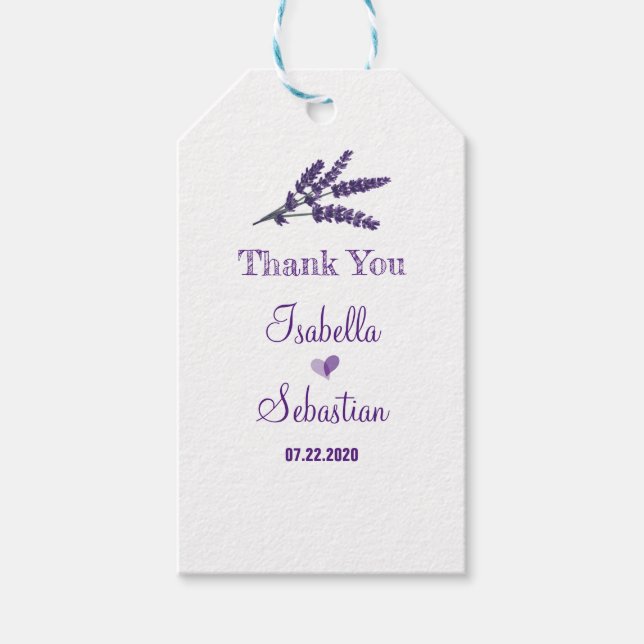 Étiquettes-cadeau Élégant Lilac Fleurs Mariage Merci (Devant)