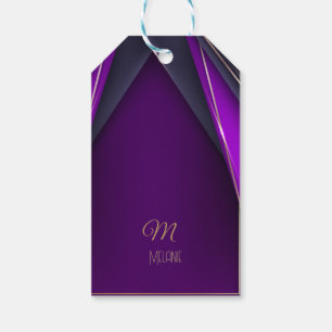 Étiquettes-cadeau Élégant Luxueux Marron Violet Or Monogramme Glamou